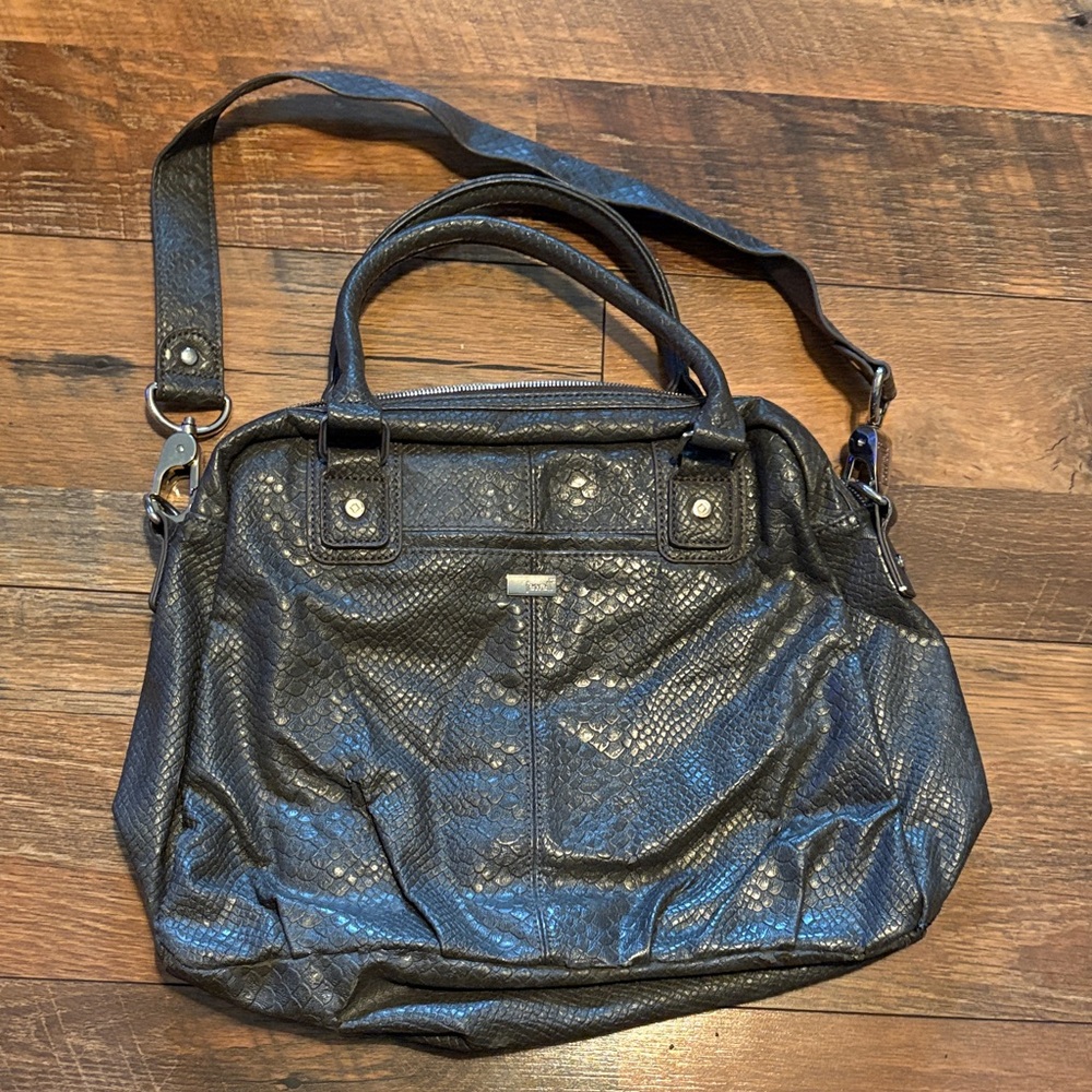 Elegant Gray Snakeskin Shoulder Bag